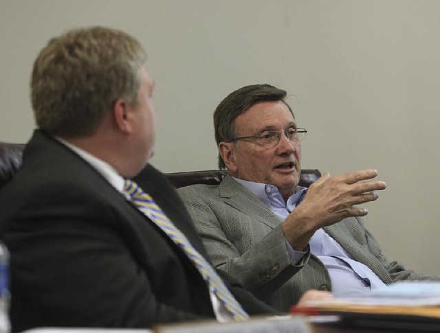 Arkansas Scholarship Lottery Commissioner Alex Streett (right shown along with Commissioner Mark Scott) noted that lawmakers “are subject to public comment and lobbyists calling on them” and have the authority to abolish the Lottery Commission’s powers. 


