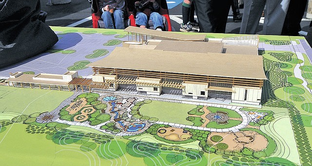 STAFF PHOTO BEN GOFF A model of the 44,500-square-foot Amazeum sits on display during the groundbreaking in Bentonville.