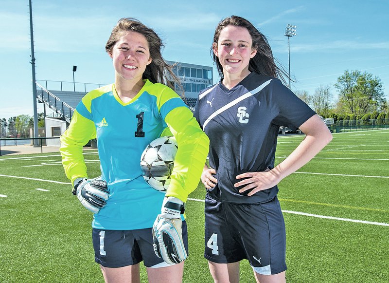  STAFF PHOTO ANTHONY REYES Hannah McGee, left, and Caroline Bandy, have set the tone on offense and defense for the Shiloh Christian soccer team this season.