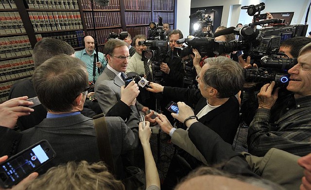 Michigan Attorney General Bill Schuette responds Tuesday in Lansing, Mich., to the Supreme Court decision upholding a 2006 state law, a decision dissenting Justice Sonia Sotomayor said was grounded in logic that was “out of touch with reality.” 