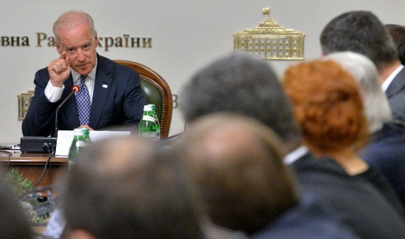 U.S. Vice President Joe Biden addresses members of the Ukrainian parliament during a meeting Tuesday in Kiev. 