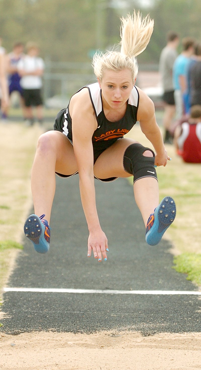 Photo by Randy Moll Kylee Davis, Gravette junior, took fourth in the high jump at Siloam Springs on Thursday and first in the triple jump.