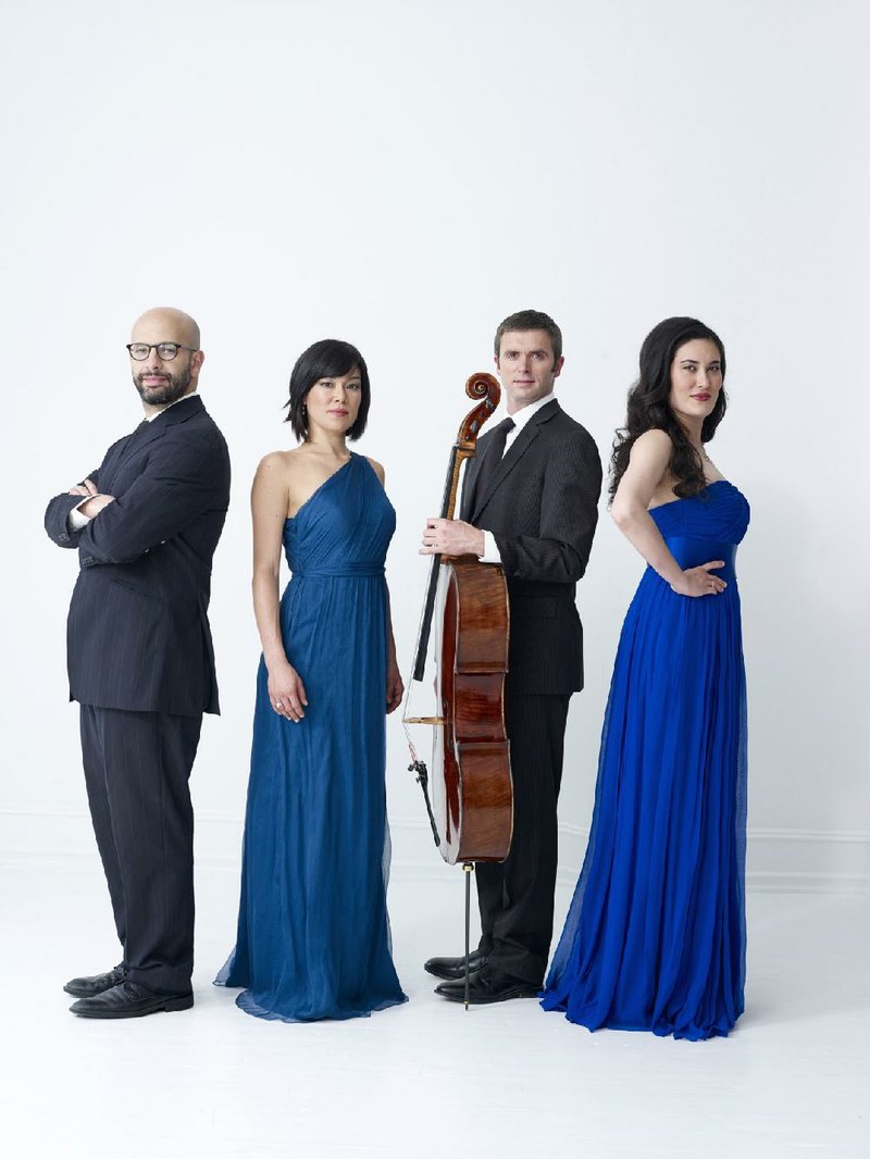 The Enso String Quartet — (from left) John Marcus and Maureen Nelson, violins; Richard Belcher, cello; and Melissa Reardon, viola — perform works by Beethoven and Verdi today at the Clinton Presidential Center. 