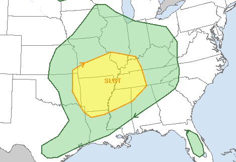 Most of Arkansas is under a slight risk for severe weather Thursday.