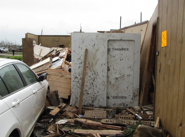 A family survived in this Vilonia home's safe room even as a tornado ripped apart the structure around it.