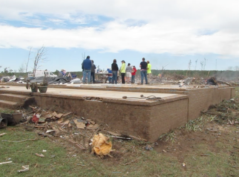 Only the concrete foundation of Hal Sellers' Vilonia home remained after a tornado swept through Wednesday, destroying that structure and the nearby homes of three family members.