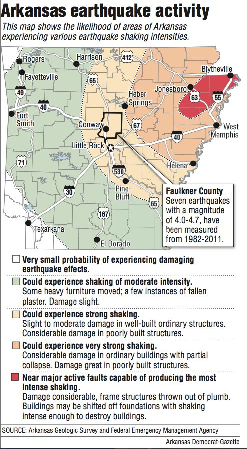 Arkansas earthquake activity map
