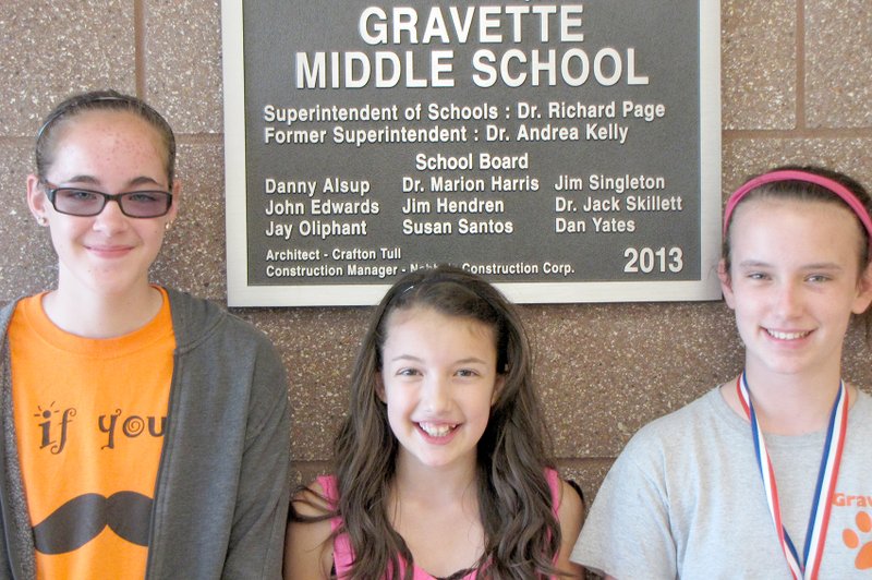 Submitted Photo May Students of the Month at Gravette Middle School are: Eighth Grade &#8212; Haley Graves; Seventh Grade &#8212; Chidiadi Miller; and Sixth Grade &#8212; Lacy Franks.