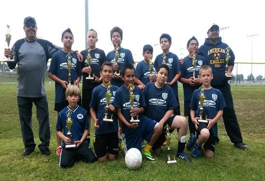 COURTESY PHOTO The American Eagles U11 boys soccer team completed their sixth straight undefeated season to win the Springdale Youth Center soccer league championship. The Eagles are 50-0 the past six seasons and outscored their opponents 57-4 this spring. Team members are, from left, front row: Alexey Bobkov, Abram Cordero, Leonard Landa, Dario Quiroz, Brendan Meyer. Back row: Coach Juvenal Castaneda, Jesus Castaneda, Jesus Castrellon, Caleb Balance, David Martinez, Memphis Perez, Dallas Hdz-Astello, Coach Pablo Hernandez. Not pictured are Mario Escobar, Eloi Lopez and Jonathan Pulido.