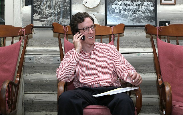 Tommy Moll, candidate for the 4th District of Congress, makes calls Tuesday at his family’s home near Hot Springs. 