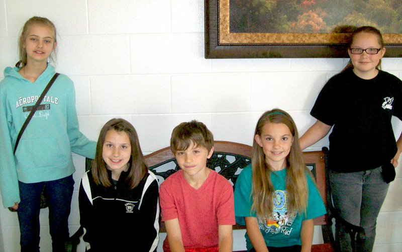 Fifth-grade students of the month for April are, from left: Angela Deshields, Addisyn Rhine, Rylan Bowie, Hailey Morris and Abby Anderson.