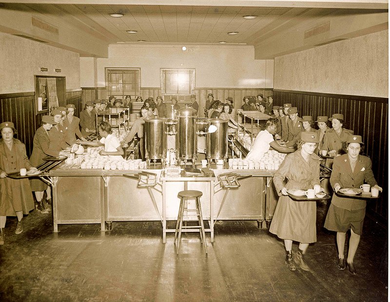 This photo from May 4, 1943, shows Women’s Army Corps members getting food in McCastlain Hall, the first standalone cafeteria at the University of Central Arkansas in Conway. About 1,800 women were stationed at what was then Arkansas State Teachers College from March 1943 through March 1944, said Gayle Seymour, associate dean of the College of Fine Arts and Communication and co-writer of a grant to renovate and restore the 1939 building.