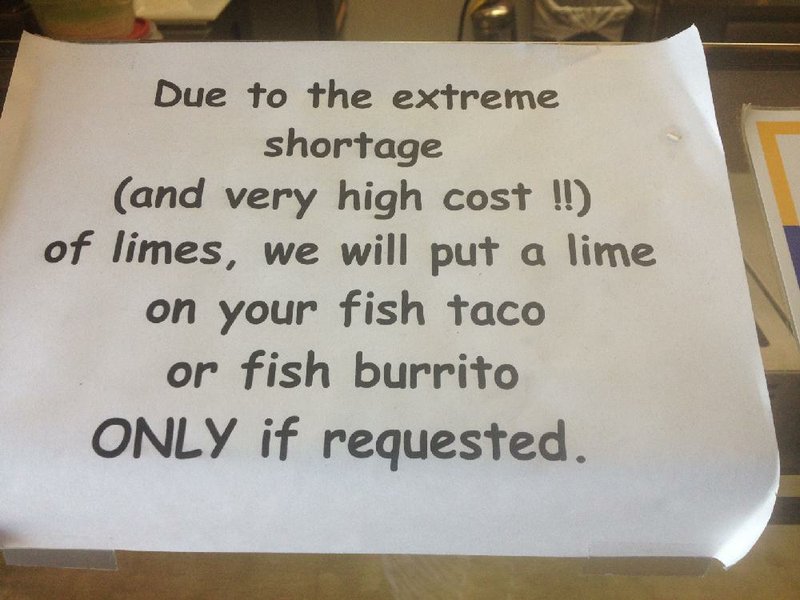 Sign of the times: One of our sharp-eyed colleagues spotted this notice at Blue Coast Burrito in North Little Rock. 
