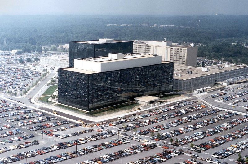 An undated aerial handout photo shows the National Security Agency headquarters building at Fort Meade, Md. 