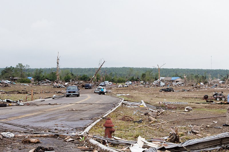 A tornado wiped out homes and businesses the night of April 27, 2014, in Vilonia. This view is of a side road off U.S. 64. The deadline for affected residents to register for Federal Emergency Management Agency funding is June 5.