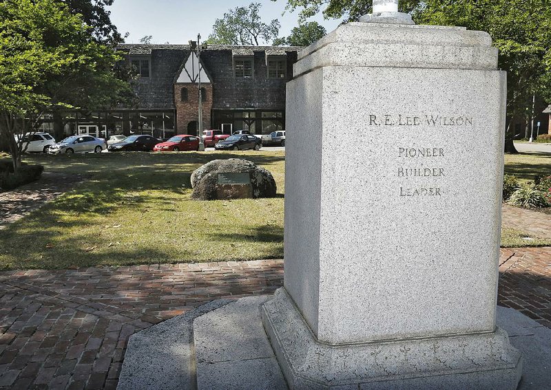 Arkansas Democrat-Gazette/JOHN SYKES JR. - Memorial to R.E. Lee Wilson, founder of tbhe town of Wilson, Arkansas. Located in the downtown area of the town.