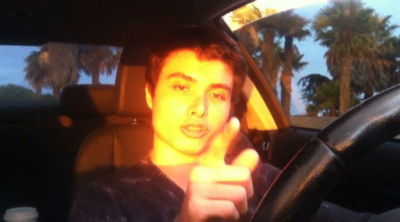 Elliot Rodger is shown in an image from his YouTube video, posted Friday but since taken down, in which he spoke of loneliness and frustration and “slaughtering” people. 