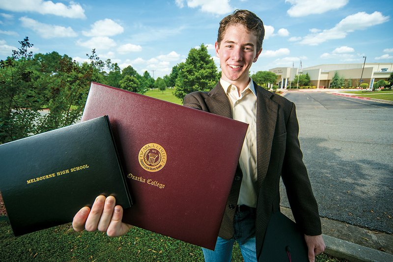 Daniel Rittle recently graduated from Melbourne High School, but he did so a few days after receiving an associate degree from Ozarka College.