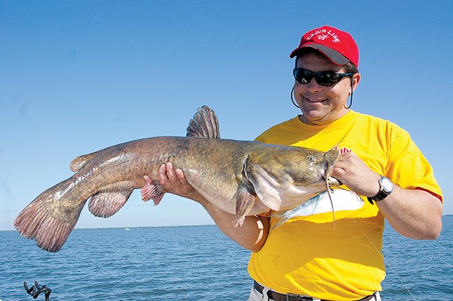 No photos are known to exist of Wesley White’s 80-pound state-record flathead catfish, but a fish that size no doubt could have eaten this 25-pound flathead for a snack.