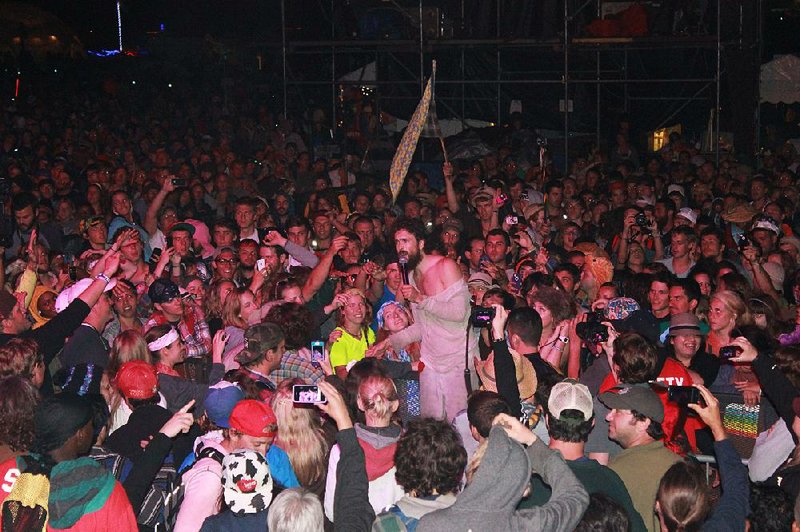 Alex Ebert, frontman for Edward Sharpe & the Magnetic Zeros, mingles with the crowd at a past Wakarusa. Edward Sharpe will also be one of this year’s headlining bands.