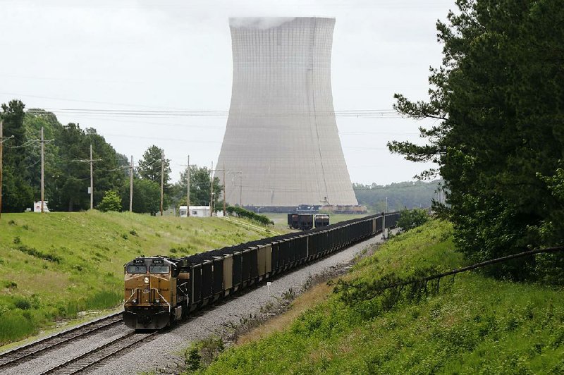 A coal train stops Monday near White Bluff power plant near Redfield. 