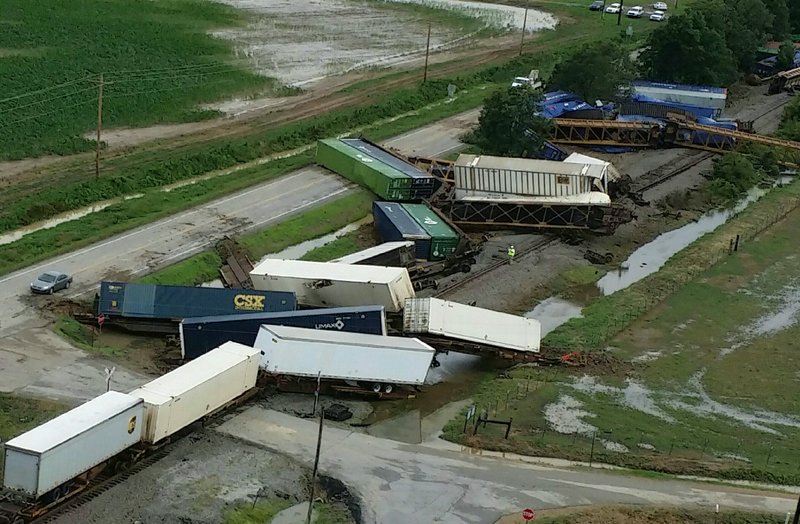 A train derailed near the Poinsett and Craighead county line from strong storms that tore through north Arkansas on Thursday.
