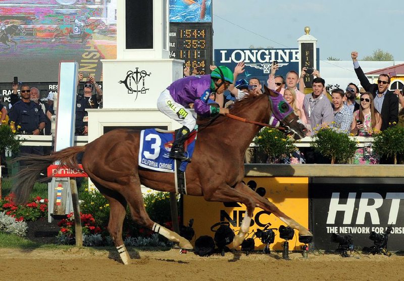 California Chrome, with jockey Victor Espinoza, will attempt to become the first horse in 36 years to capture horse racing’s Triple Crown by winning the Belmont Stakes.