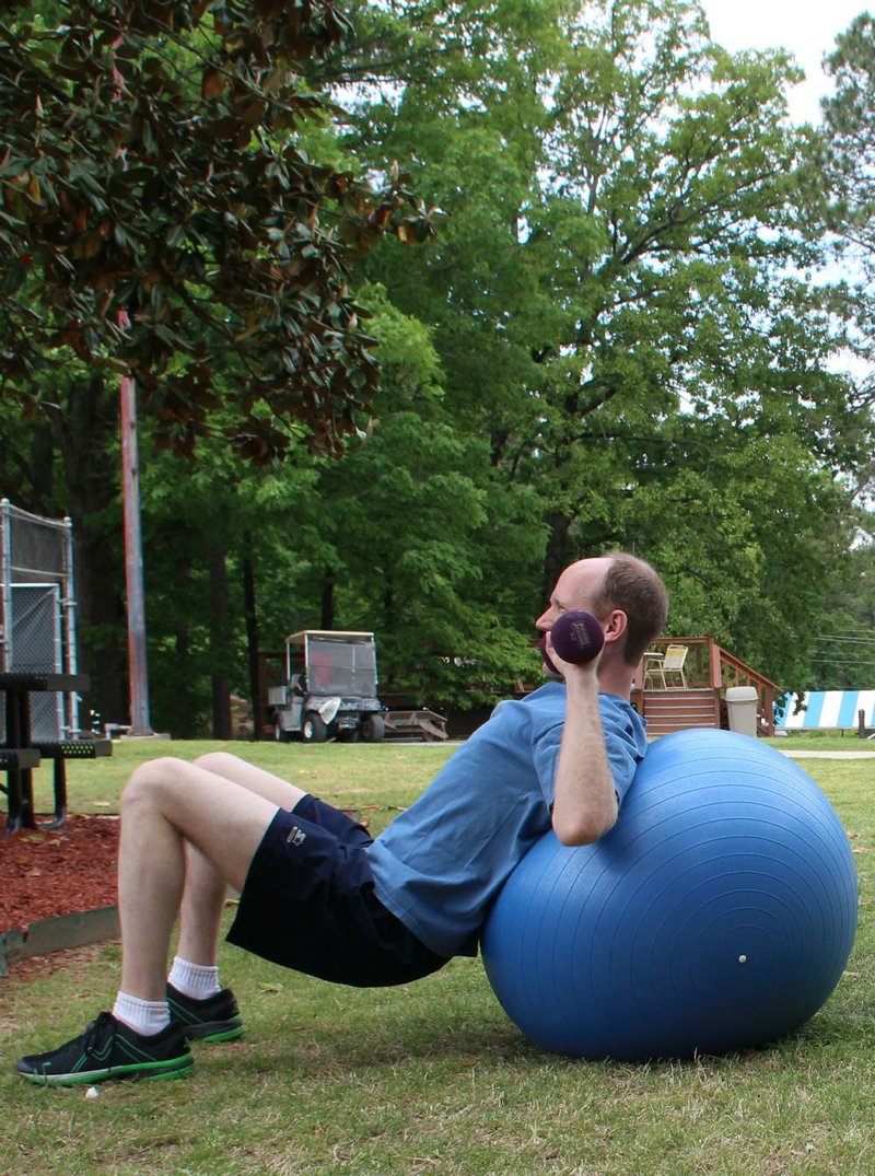 Fletcher Larkin does the Progressive Press, an intermediate-to-advanced exercise that combines overhead presses, incline presses and bench presses for an efficient upper-body blast.