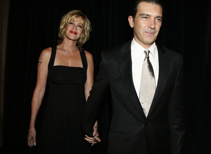 This Aug. 18, 2006 file photo shows actors Antonio Banderas, right, and his wife Melanie Griffith at the Imagen Awards in Beverly Hills, Calif. Griffith filed for divorce from Banderas on Friday June 6, 2014 in Los Angeles, citing irreconcilable differences as the reason for the end of their 18-year marriage.