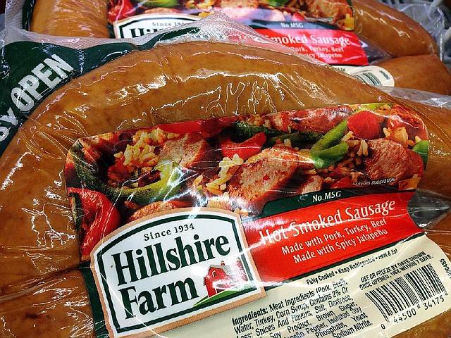 Hillshire Farm packaged sausage is displayed Monday at a supermarket in Middleton, Mass. Tyson Foods Inc. has won a bidding war for Hillshire Brands, the maker of Jimmy Dean sausages and Ball Park hot dogs, with a $63 per share offer.