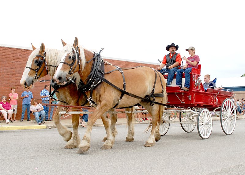 A team of horses and wagon represented the Siloam Springs Veterinary Clinic in the parade.