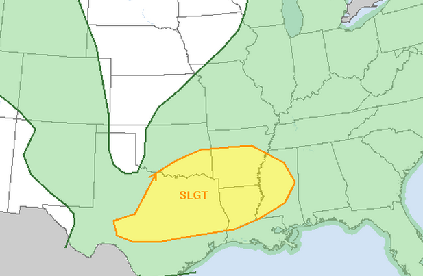 Much of Arkansas is under a slight risk for severe weather Thursday.