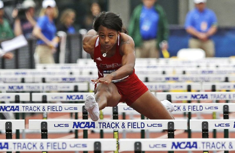 Arkansas State senior Sharika Nelvis capped her college career by winning the 100-meter hurdles at the NCAA Outdoor Track and Field Championships in Eugene, Ore., in 12.52 seconds, the fastest time in the world this season.