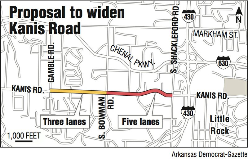 map showing proposed Kanis Road widening