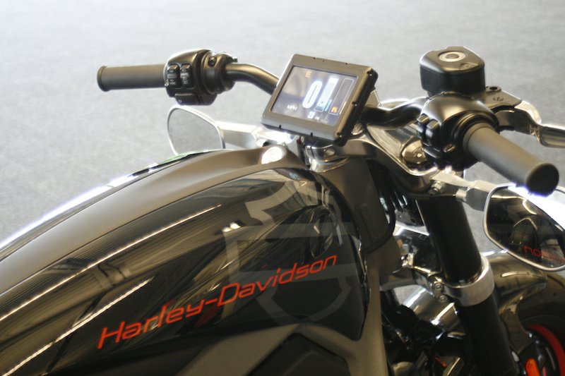 This Wednesday, June 18, 2014 photo shows the control screen on Harley-Davidson's new electric motorcycle, at the company's research facility in Wauwatosa, Wis. The company plans to unveil the LiveWire model Monday, June 23, at an invitation-only event in New York. 