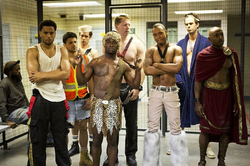 And a Little Man shall lead them: Cedric (Kevin Hart, in loincloth and blond wig) and the rest of the fellas are back for another round of male bonding in Think Like a Man Too.