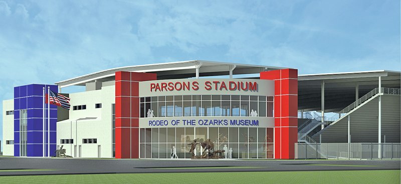 Courtesy Photo Core Architects Rodeo of the Ozarks official are working on a plan to renovate Parsons Stadium in Springdale. Part of the plan involves putting a roof over the arena.