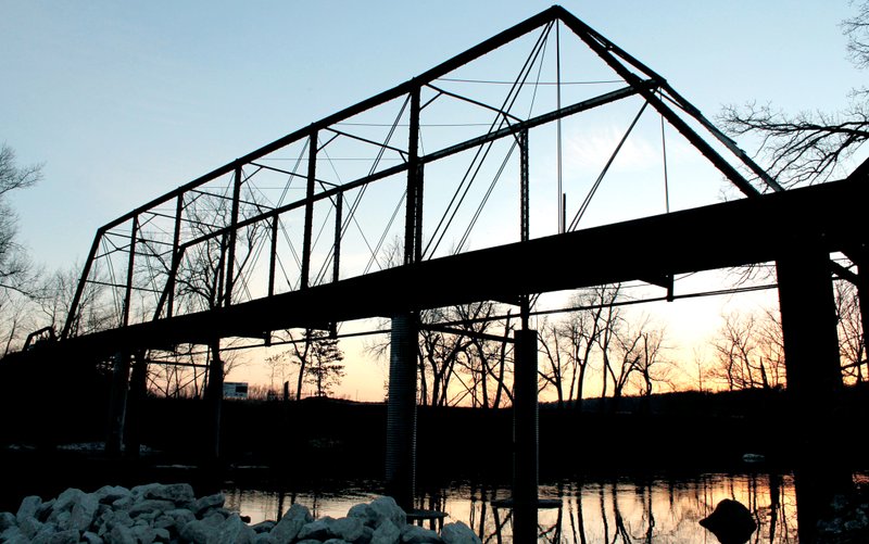 Courtesy of Siloam Springs Museum Fisher Ford Bridge stands Feb. 18 before it was demolished.