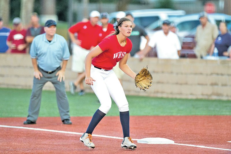 Special To NWA Media Todd Owens Gracie Bogle of Springdale Har-Ber standout pitched the last three innings and retired the last seven batters she faced Tuesday during the Arkansas High School Coaches&#8217; Association All-Star softball game at Conway.
