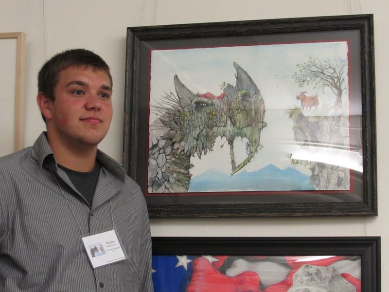 Raiden Mayo, a student at Siloam Springs High School, was honored Wednesday on Capitol Hill in Washington. His Curiosity artwork, which features a dragon and a goat, will be viewed by congressmen as well as tourists from around the world.