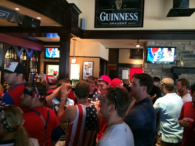 Fans gather at Dugan's Pub in downtown Little Rock just before the start of the U.S.-Germany World Cup game Thursday morning.