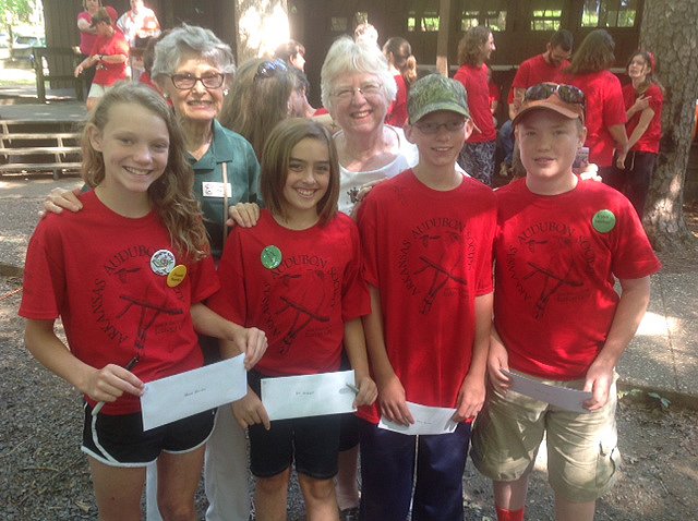 Submitted photo LEARNING NATURAL SCIENCE: Four Halberg Ecology Camp attendees were recently given invitations to the Hot Springs Village Audubon Society dinner as scholarships selectees for the organization. From front left are Hannah Bearden, Zoe McGregor, Jaxson Hawkins, Caleb Sandage; back, Josie Farrell and Teri LaBove.