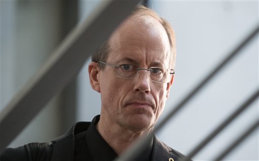 In this picture taken Thursday evening July 3, 2014, former NSA employee Thomas Drake arrives at the parliamentary NSA investigation committee in Berlin, Germany, German lawmakers began hearing expert testimony for a probe into the activities of foreign intelligence agencies in Germany. The inquiry was sparked by reports based on documents leaked by former NSA contractor Edward Snowden, which showed that German citizens, including Chancellor Angela Merkel, were targeted by U.S. intelligence.
