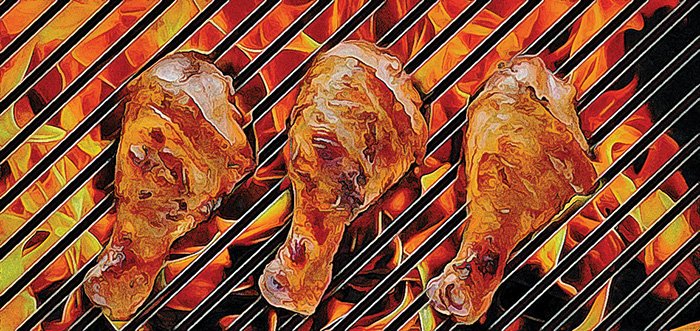 Arkansas Democrat-Gazette illustration of grilling chicken.