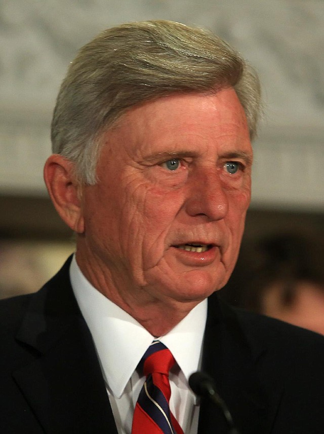 Arkansas Democrat-Gazette/RICK MCFARLAND --04/21/14--  Gov. Mike Beebe speaks at an event at the state Capitol Monday to celebrate the 40th anniversary of the Community Development Block Grant program. Since it's inception, more than $700 million has been administered through the Arkansas Economic Development Commission.