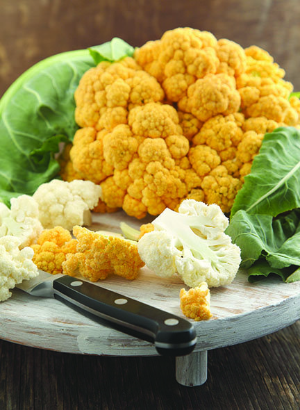 Check your local farmers market for an assortment of colorful varieties of cauliflower, including yellow, purple and green.