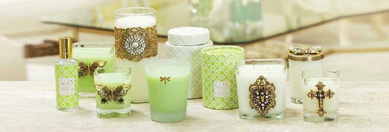 Candles by the Des Arc -based Lux Fragrances ($6.50-$78) add a strong visual element to the home-fragrances realm via their brooch-like pillar pins that can be purchased separately.($26-$30). The hand-poured candles boast 15 percent fragrance oil,  and each have a burn time of more than 10 hours.
