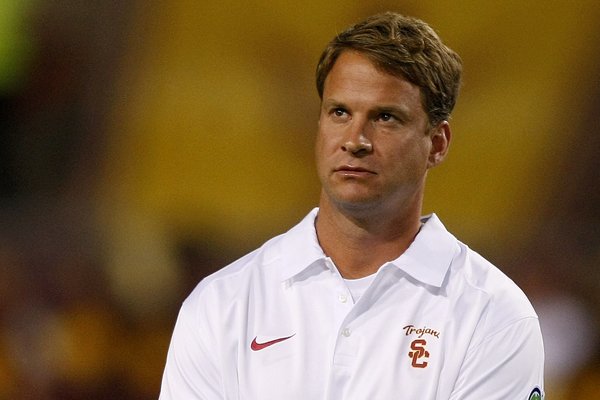 Southern California head coach Lane Kiffin reacts after losing to Arizona State 62-41 during an NCAA college football game on Saturday, Sept. 28 2013, in Tempe, Ariz. (AP Photo/Rick Scuteri)