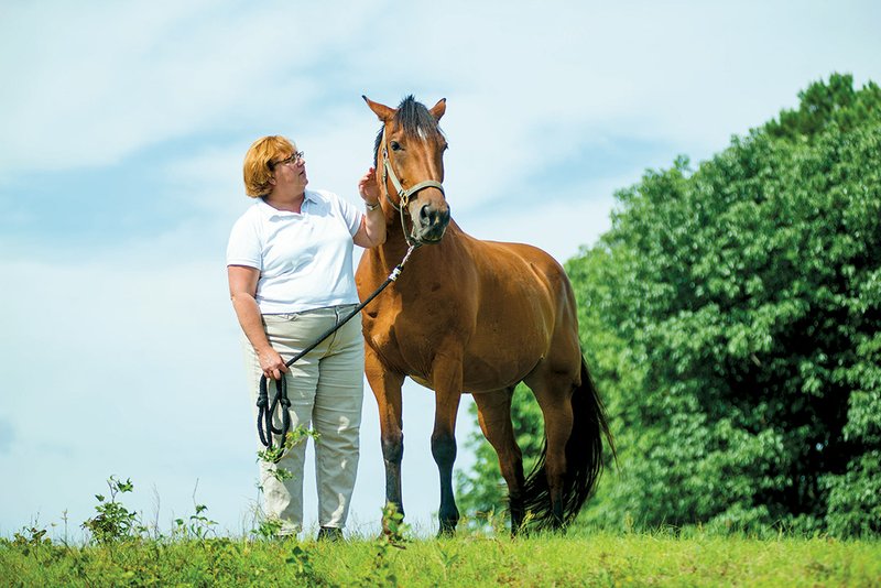 Catherine Swift of Clinton pets Porsche, her half-thoroughbred, half-Clydesdale horse that is registered through Pet Partners as a therapy animal. Swift, who also has a therapy dog, said she has taken Porsche to various venues, including Hendrix College in Conway for Arkansas Governor’s School students to visit with the horse. Swift said she’d also like to take Porsche to Clinton schools and the Van Buren County Library.