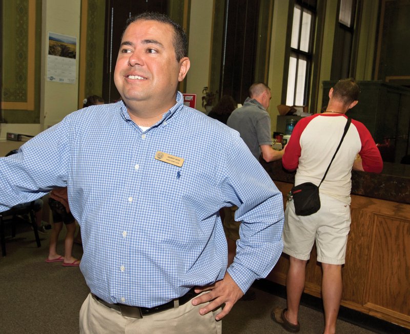 Pueblo County Clerk Bo Ortiz talks about his decision to issue marriage licenses to same-sex couples on Friday, July 11, 2014, at the county courthouse in Pueblo, Colo. 